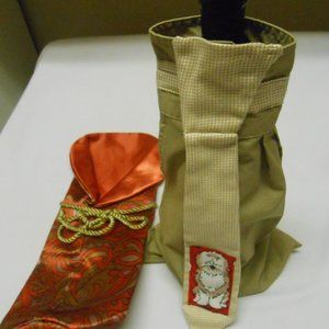 lot 2 new homemade Wine liquor bottle cloth Gift Bags paisley & Dog Designs 🎁